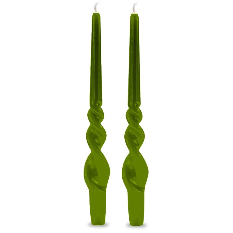 Set 2 candele voluta laccate h 30 cm - Verde Oliva