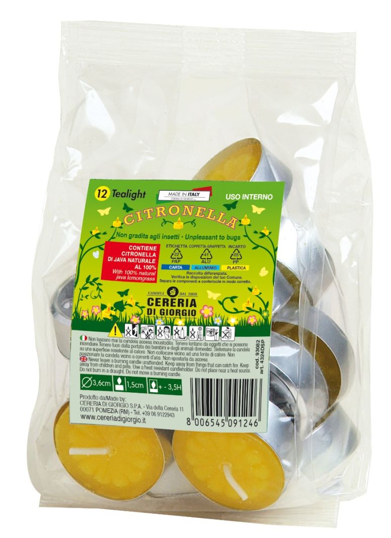 Tealight alla citronella - 12 pezzi