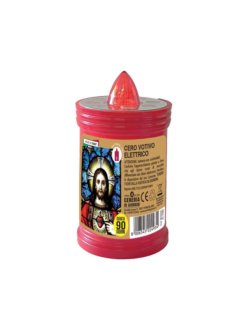 Cero Votivo Elettrico - Durata 90 Giorni - Batterie Incluse - Etichette Assortite