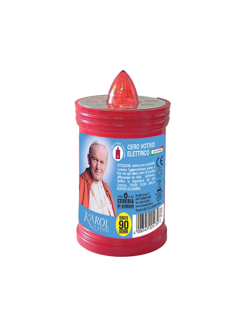 Cero Votivo Elettrico - Durata 90 Giorni - Batterie Incluse - Etichette Assortite