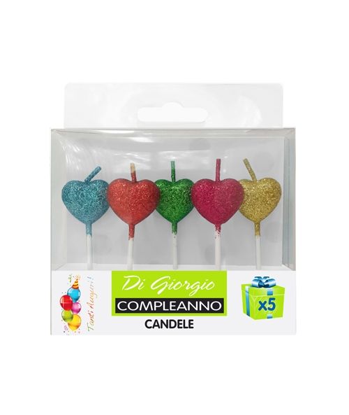 5 Candeline di compleanno fluo - forme assortite