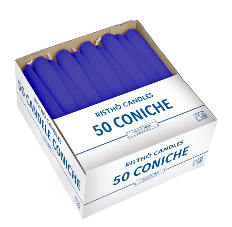 Candele coniche Ø 2,2 cm h. 21 cm 50 pezzi - Blue Navy