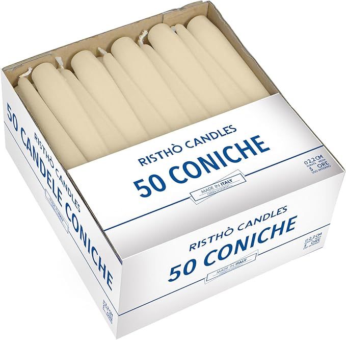 Candele coniche Ø 2,2 cm h. 25 cm 50 pezzi - Avorio