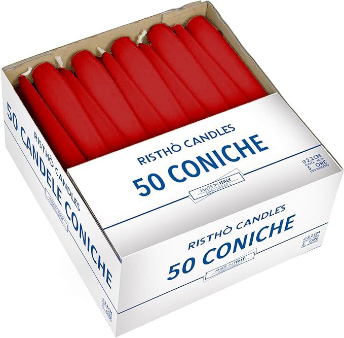 Candele coniche Ø 2,2 cm h. 25 cm 50 pezzi - Bordeaux
