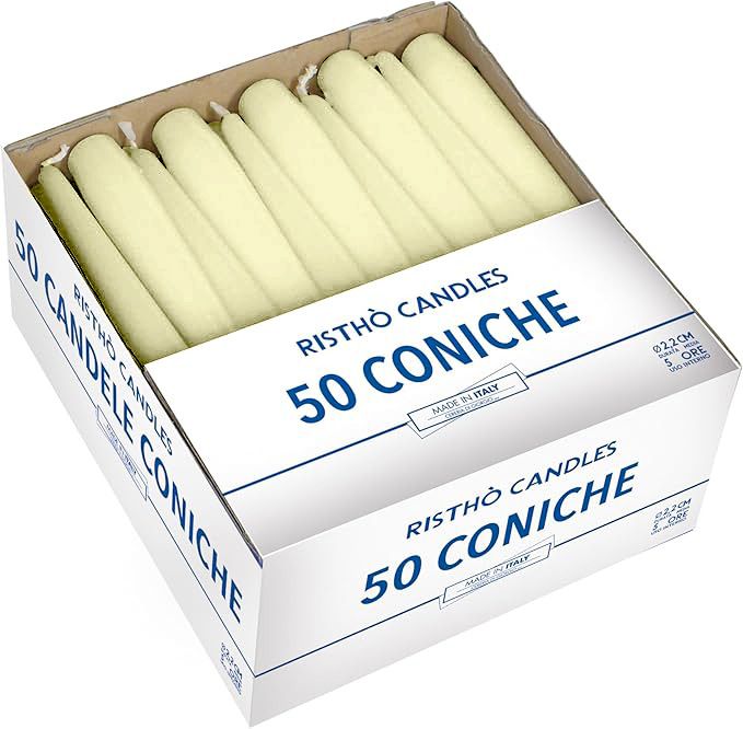 Candele coniche Ø 2,2 cm h. 25 cm 50 pezzi - Panna