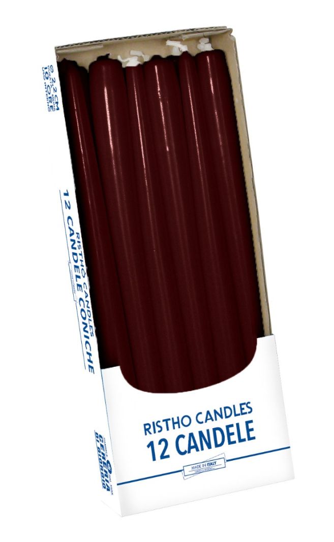 Candele coniche Ø 2,2 cm h. 30 cm 12 pezzi - Borgogna