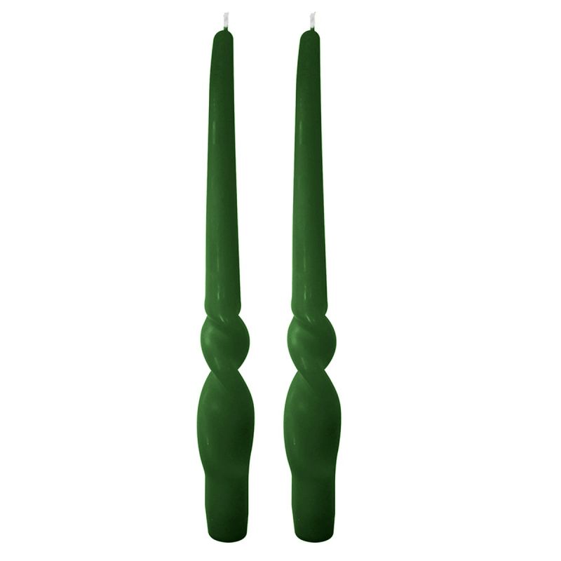 Set da 4 candele artigianali con spirale Voluta - Altezza 30 cm -Verde Scuro
