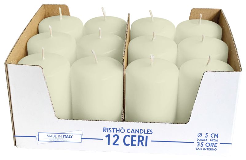 12 Candele Cero diametro 5 cm altezza 8 cm - Avorio