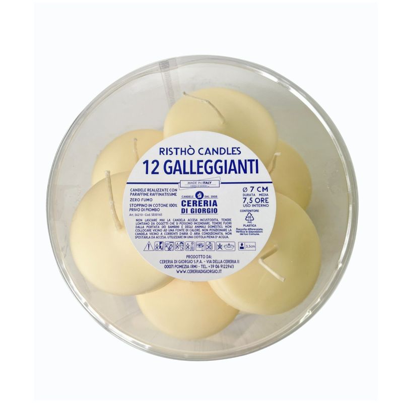 Candele galleggianti Ø 7 cm h. 1,5 cm 12 pezzi - Avorio