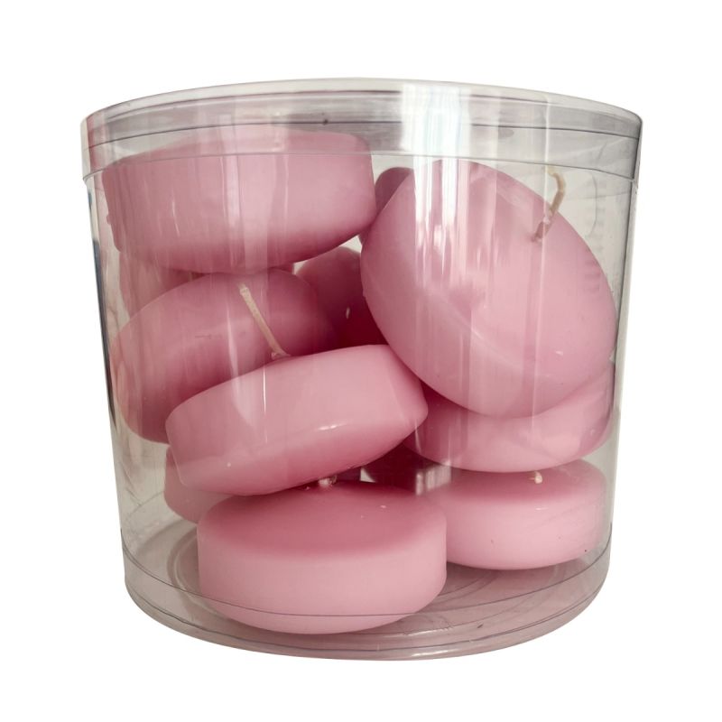 Candele galleggianti, diam. 7 cm, h.1,5, 12 pcs- Rosa Polvere.