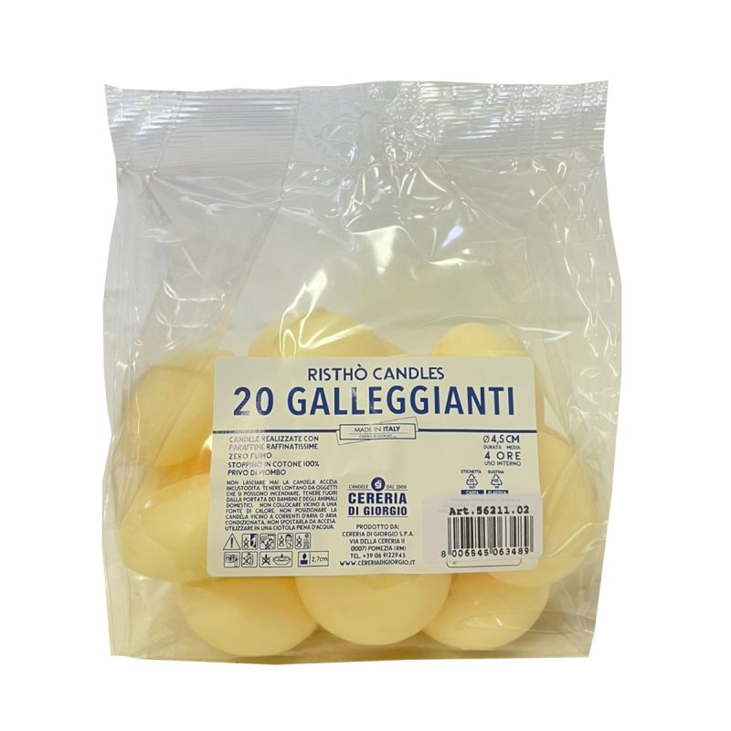 Candele galleggianti Ø 4,5 cm h. 2,7 cm 20 pezzi - Avorio