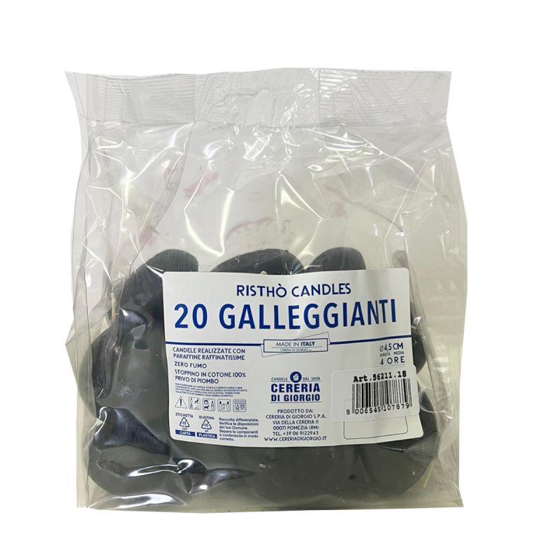 Candele galleggianti Ø 4,5 cm h. 2,7 cm 20 pezzi - Nero