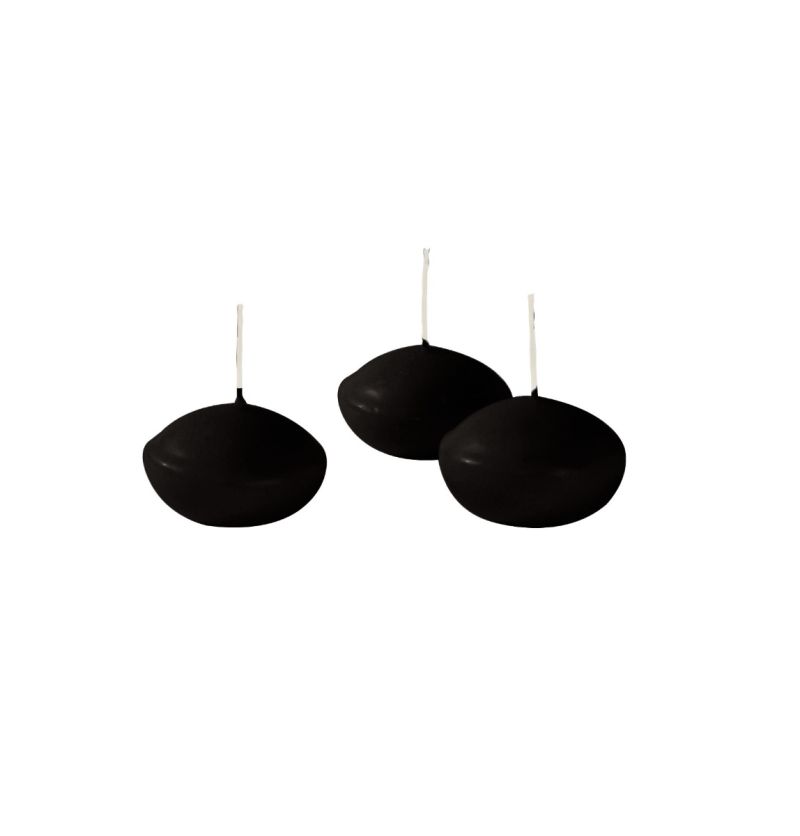 Candele galleggianti Ø 4,5 cm h. 2,7 cm 20 pezzi - Nero
