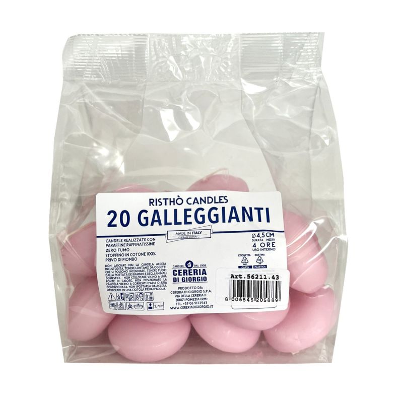 Candele galleggianti Ø 4,5 cm h. 2,7 cm 20 pezzi - Rosa Polvere