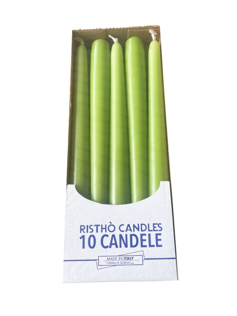 Candele coniche Ø 2,2 cm h. 25 cm 10 pezzi - Pistacchio