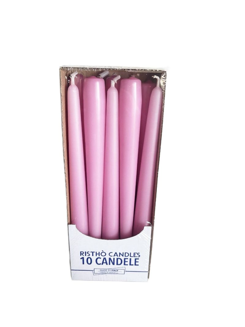 Candele coniche Ø 2,2 cm h. 25 cm 10 pezzi -Rosa Polvere