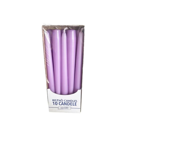 Candele coniche Ø 2,2 cm h. 25 cm 10 pezzi -Viola Polvere