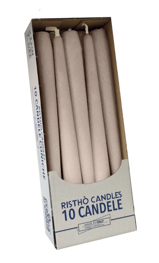 Candele coniche Ø 2,2 cm h. 25 cm 10 pezzi - Mocha Mousse