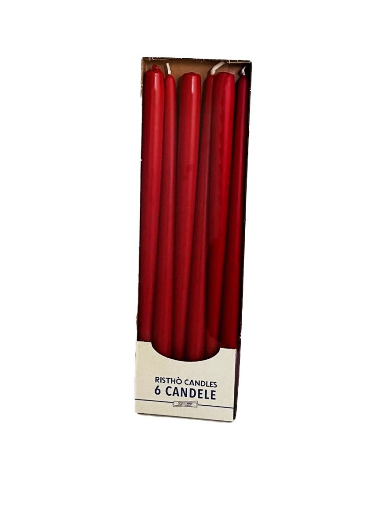 Candele coniche Ø 2,2 cm h. 40 cm 6 pezzi - Bordeaux