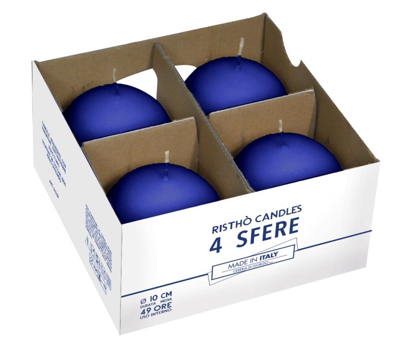 Candele sfera Ø 10 cm 4 pezzi - Blu
