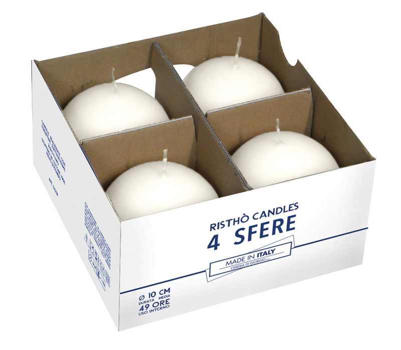 Candele sfera Ø 10 cm 4 pezzi - Panna