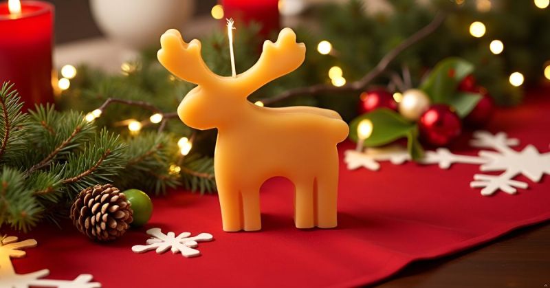 Candela a forma di Renna artigianale - Pocket Season - Natale
