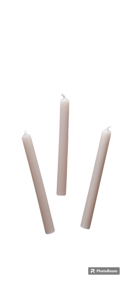 Candele cilindriche colore pieno Ø 1,9 cm 12 pezzi - Beige