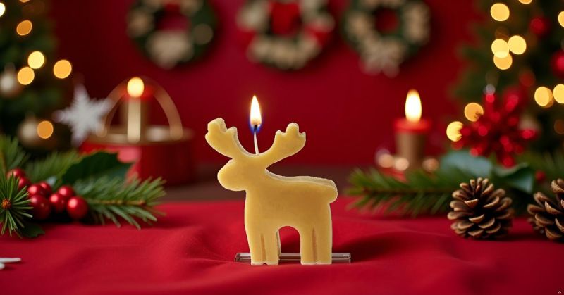 Candela a forma di Renna artigianale - Pocket Season - Natale