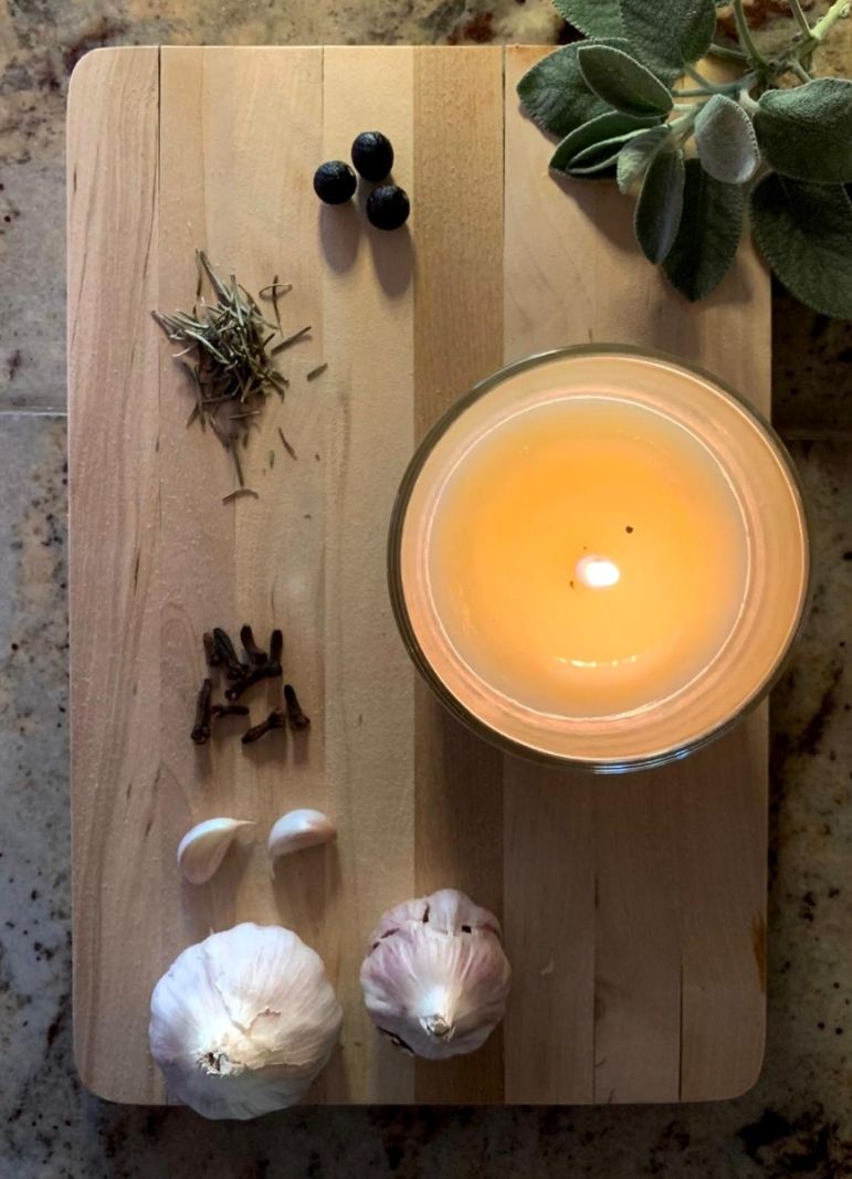 Candela Vegetale Vegana  in bicchiere con coperchio in sughero Odor Block - Arancia & Cannella 50 ORE