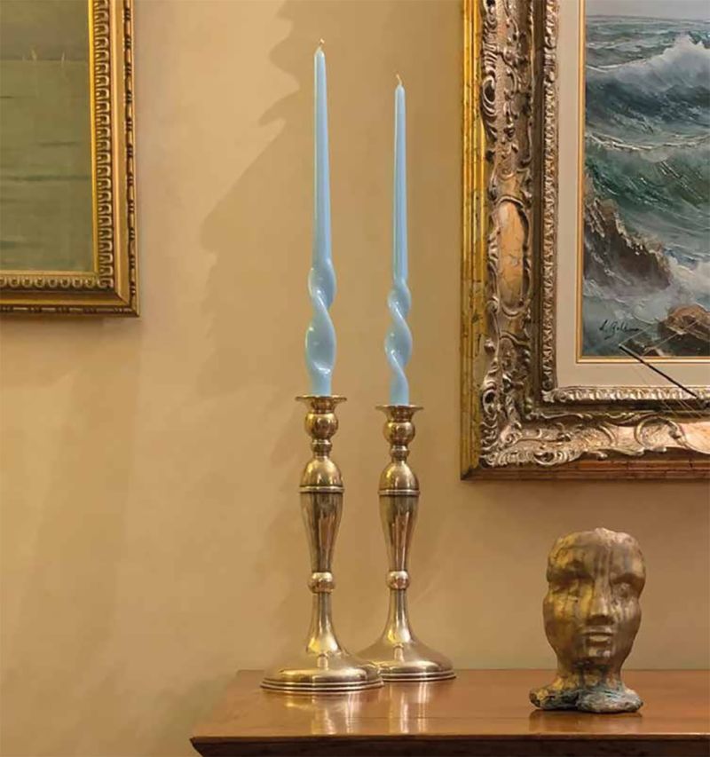 Set da 4 candele artigianali con spirale Voluta - Altezza 30 cm - Viola Polvere