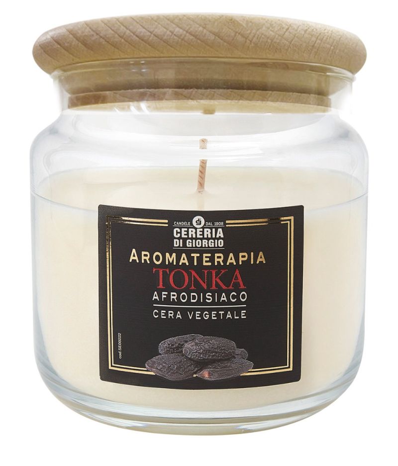 Candela Vegetale Vegana profumata in giara Aromaterapia - Tonka - 80 ORE