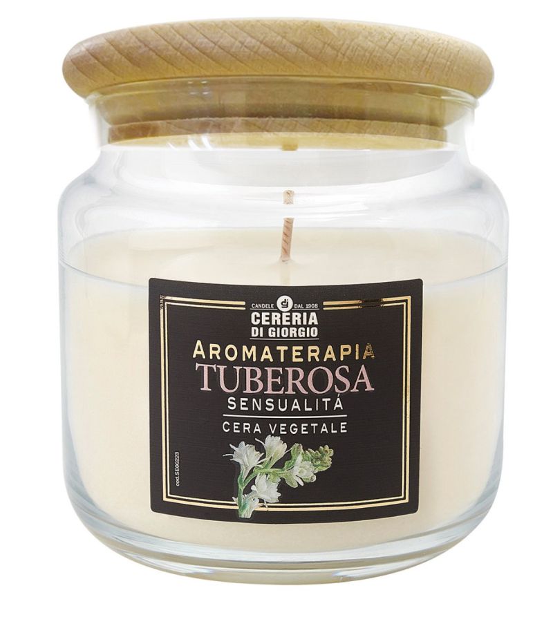 Candela Vegetale Vegana profumata in giara Aromaterapia - Tuberosa - 80 ORE