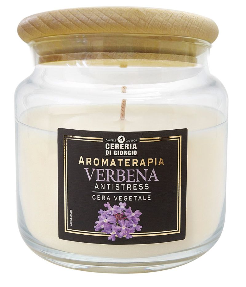 Candela Vegetale Vegana profumata in giara Aromaterapia - Verbena - 80 ORE