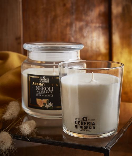 Candela Vegana Vegetale profumata in bicchiere Aromaterapia - Neroli - 44 ORE 