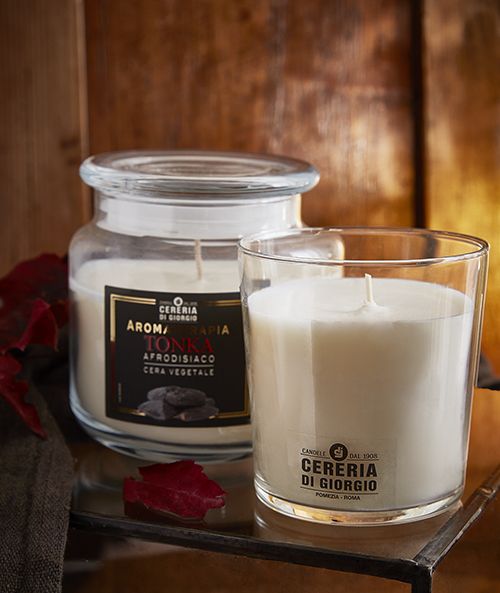 Candela Vegetale Vegana profumata in bicchiere Aromaterapia - Tonka - 44 ORE