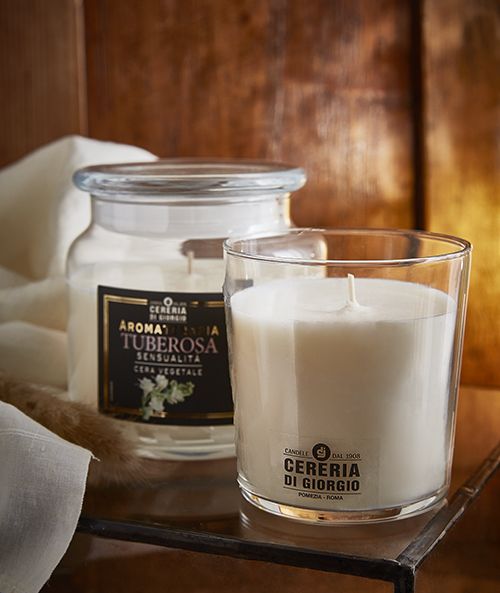 Candela Vegetale Vegana profumata in bicchiere Aromaterapia - Tuberosa - 44 ORE