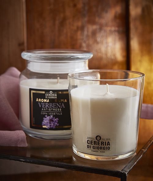 Candela Vegetale Vegana profumata in bicchiere Aromaterapia - Verbena - 44 ORE