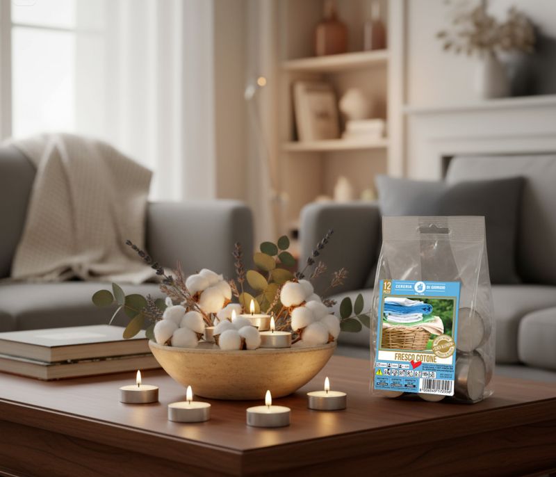 Tealight profumato al cotone - 12 pezzi - Senza allergeni