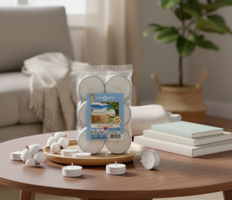 Candela profumata al cotone in bicchierino - 6 pezzi - Senza allergeni