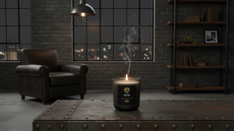 Candela Vegetale Vegana profumata in bicchiere Aromaterapia Black - Oud- 44 ORE