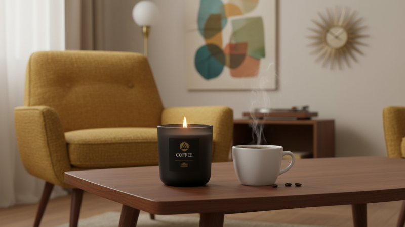 Candela Vegetale Vegana profumata in bicchiere Aromaterapia Black - Caffè - 44 ORE