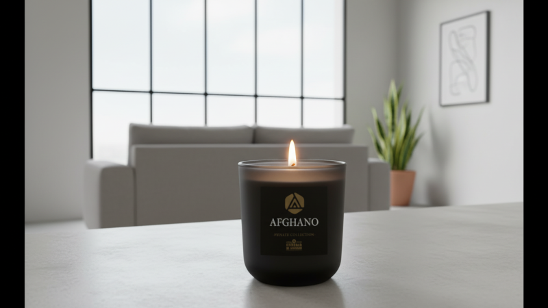 Candela Vegetale Vegana profumata in bicchiere Aromaterapia Black - Afghano- 44 ORE