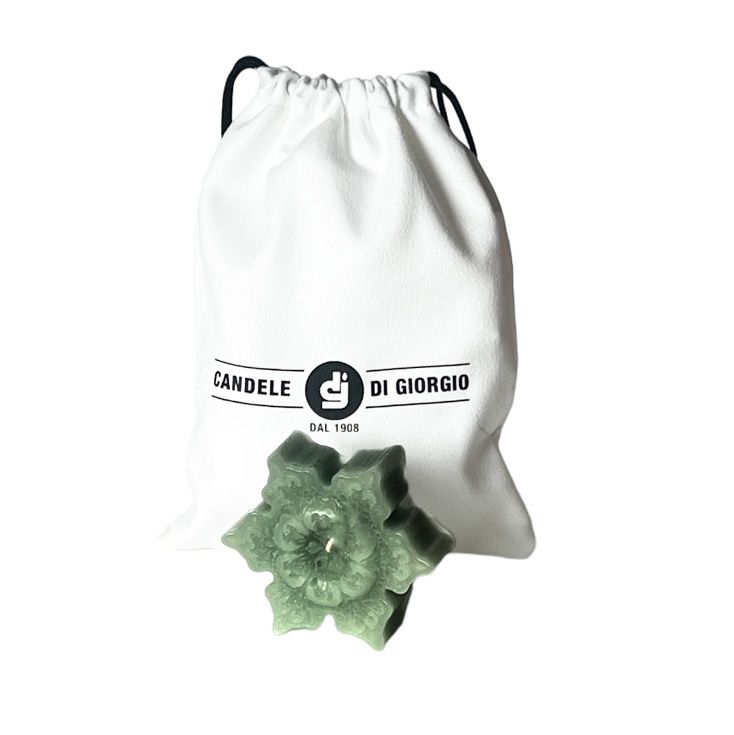 Candela Fiocco di Neve con decoro- Grigio