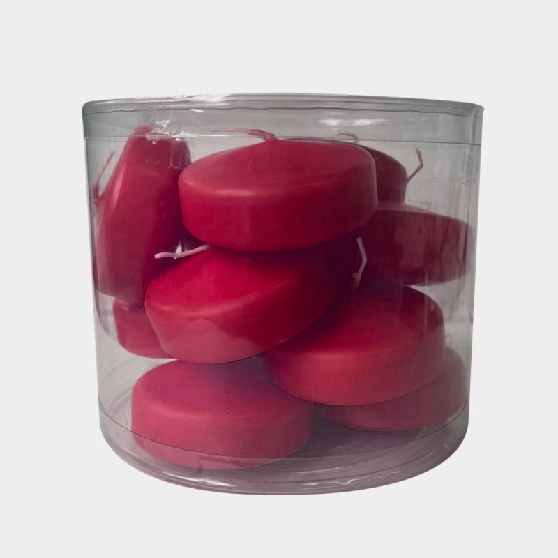 Candele galleggianti Ø 7 cm h. 1,5 cm 12 pezzi - Rosso