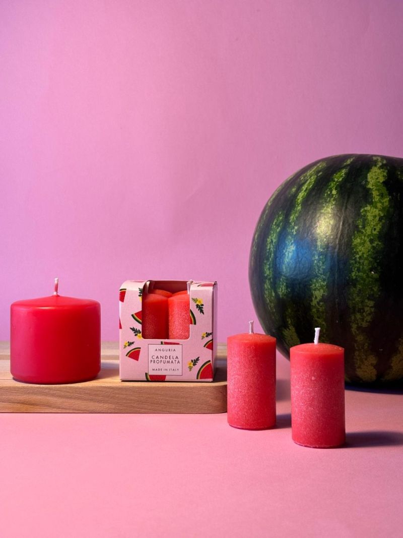 4 Candele Profumate Pocket Season diametro 3 cm altezza 5,5 cm - Primavera/Estate - Anguria