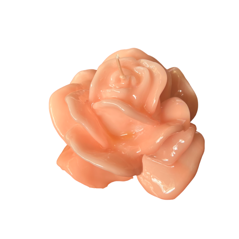 Candela Laccata Rosa artigianale- Rosa Pesca- 12 cm