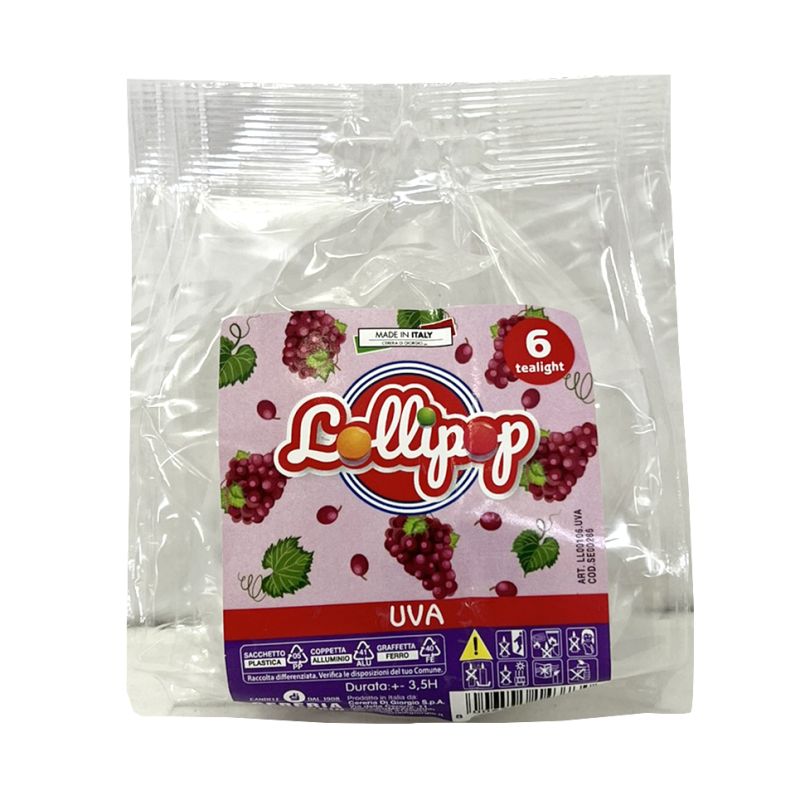 6 Tealight profumati Uva- Lollipop