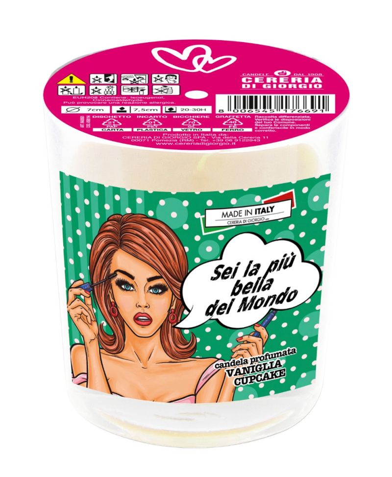 Candela profumata Vaniglia & Cupcake in bicchiere - con dediche per  Mamma