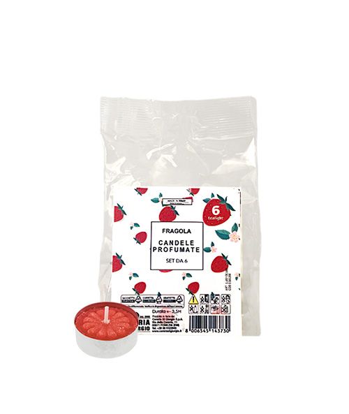 6 Tealight Profumate Pocket Season diametro 3,6 cm altezza 1,5 cm - Primavera/Estate - Fragola